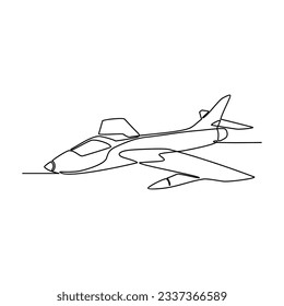 One continuous line drawing of airplane as air vehicle and transportation with white background.Air transportation design in simple linear style.Non coloring vehicle design concept vector illustration