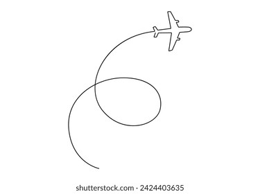 One continuous line drawing of Airplane. Isolated on white background vector illustration. Free vector