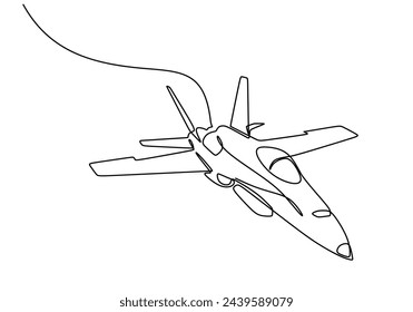 One continuous line drawing of airplane jet vehicle and transportation