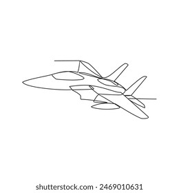 One continuous line drawing of airplane as air vehicle and transportation Vector illustration. Air transportation design in simple linear vector style. Non coloring vehicle design concept illustration