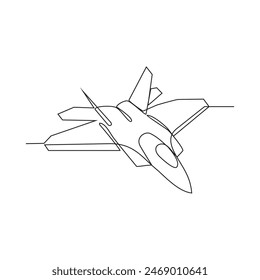 One continuous line drawing of airplane as air vehicle and transportation Vector illustration. Air transportation design in simple linear vector style. Non coloring vehicle design concept illustration