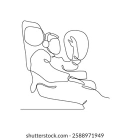 One continuous line drawing of in Airport activity with simple linear style vector illustration. Tourist drawing with Minimalist black linear design isolated concept vector design illustration.