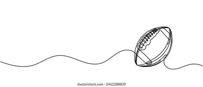 Una línea continua que dibuja la pelota de fútbol americano. concepto de la pelota del deporte