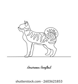 One continuous line drawing of American Ringtail Cat Vector. Various of Cat themes design concept with simple linear style vector. Cats are domesticated mammals, loyalty and companionship to human.
