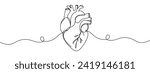 One continuous line drawing of anatomical human heart organ. Medical internal anatomy concept. Modern single line draw trendy design vector illustration