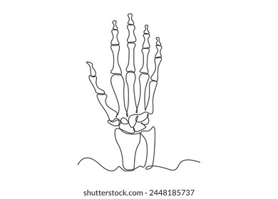 One continuous line drawing of anatomy of human concept. Doodle vector illustration in simple linear style.