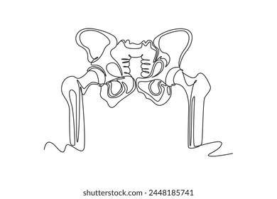 One continuous line drawing of anatomy of human concept. Doodle vector illustration in simple linear style.