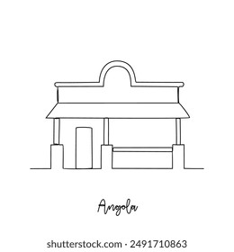 One continuous line drawing of Angola traditional house vector illustration. Country traditional house in simple linear style vector design concept. Historical education for all students people.
