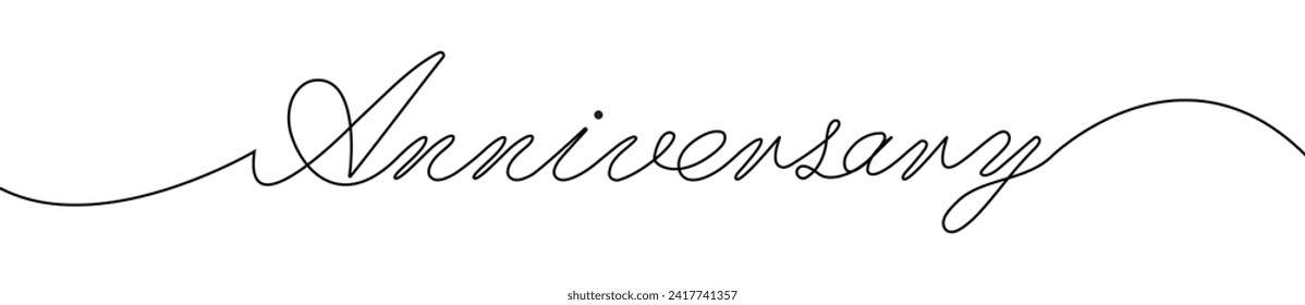 One continuous line drawing of anniversary. Vector isolated on transparent.