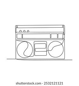 One continuous line drawing of Antiques illustration. Antiques radio design in simple continuous linear style vector concept. Antiques themes design for educational presentation purpose and asset.