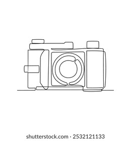 One continuous line drawing of Antiques illustration. Antiques camera design in simple continuous linear style vector concept. Antiques themes design for educational presentation purpose and asset.
