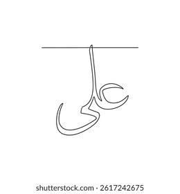 One continuous line drawing of Arabic Calligraphy vector design illustration. Arabic Calligraphy in simple linear continuous style illustration. Arabic Translate : Word for remember of Allah.