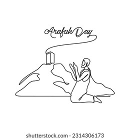 One continuous line drawing of Arafah Day. Islamic holiday that falls on the 9th day of Dhu al-Hijjah of the lunar Islamic Calendar in simple linear style. Islamic design concept vector illustration
