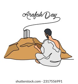 One continuous line drawing of Arafah Day. Islamic holiday that falls on the 9th day of Dhu al-Hijjah of the lunar Islamic Calendar in simple linear style. Islamic design concept vector illustration