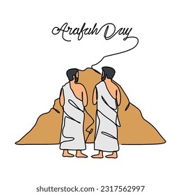 One continuous line drawing of Arafah Day. Islamic holiday that falls on the 9th day of Dhu al-Hijjah of the lunar Islamic Calendar in simple linear style. Islamic design concept vector illustration