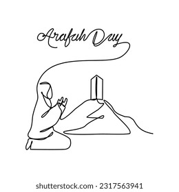 One continuous line drawing of Arafah Day. Islamic holiday that falls on the 9th day of Dhu al-Hijjah of the lunar Islamic Calendar in simple linear style. Islamic design concept vector illustration