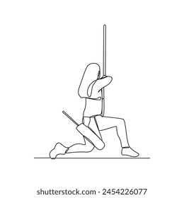 One continuous line drawing of Archery athlete vector illustration. Archery is great way to develop focus, concentration, and self-discipline. Archery athlete design concept in simple continuous line.