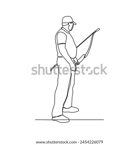 One continuous line drawing of Archery athlete vector illustration. Archery is great way to develop focus, concentration, and self-discipline. Archery athlete design concept in simple continuous line.