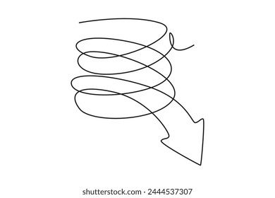 One continuous line drawing of arrow concept. Doodle vector illustration in simple linear style.