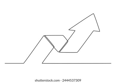 One continuous line drawing of arrow concept. Doodle vector illustration in simple linear style.