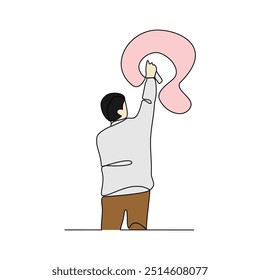 One continuous line drawing of an artist is painting on a wall. vector illustration. Art themes design vector in simple linear concept illustration. Good design asset for education presentation.