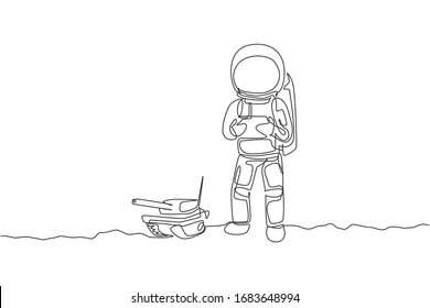 One Continuous Line Drawing Astronaut Playing Stock Vector (Royalty ...