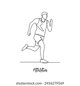 One continuous line drawing of Athletics sports vector illustration. Athletics sports design in simple linear continuous style vector concept. Sports themes design for your asset design illustration.