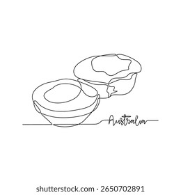 Un dibujo de línea continuo de la Ilustración vectorial de diseño de temas característicos de Australia. Comida icónica de Australia en concepto de Vector de estilo lineal simple. Buena ilustración para el turismo y la campaña de viajes