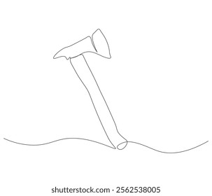One continuous line drawing of axe. Single line of axe vector illustration

