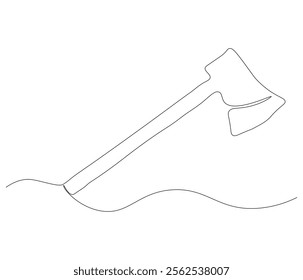 One continuous line drawing of axe. Single line of axe vector illustration

