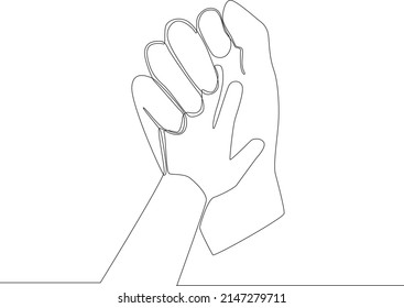 One continuous line drawing of Baby hand holding finger mom. Trendy single line draw design vector graphic illustration.