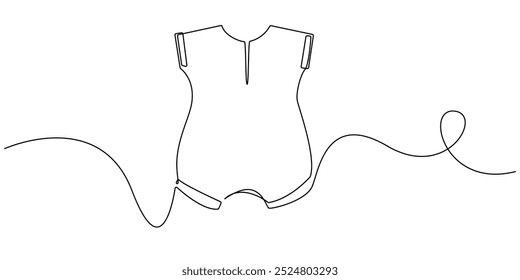 um desenho de linha contínua de roupas de bebê.um desenho de linha de macacão de bebê.equipamento de bebê de linha única.uma ilustração de vetor de linha