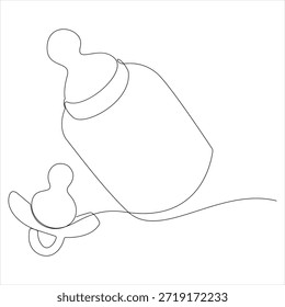 Un dibujo de línea continua de la Ilustración vectorial del biberón de alimentación del bebé