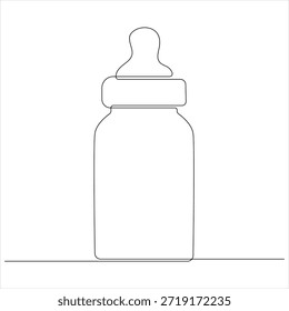 Un dibujo de línea continua de la Ilustración vectorial del biberón de alimentación del bebé