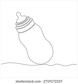 One continuous line drawing of baby feeding bottle vector illustration
