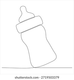 Un dibujo de línea continua de la Ilustración vectorial del biberón de alimentación del bebé