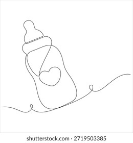 One continuous line drawing of baby feeding bottle vector illustration