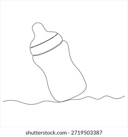 One continuous line drawing of baby feeding bottle vector illustration