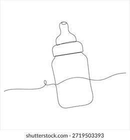 One continuous line drawing of baby feeding bottle vector illustration