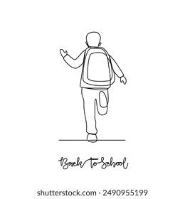 One continuous line drawing of Back to school design vector illustration. Students activity after holiday in design illustration simple linear style vector concept. Suitable for your design asset.