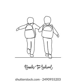 One continuous line drawing of Back to school design vector illustration. Students activity after holiday in design illustration simple linear style vector concept. Suitable for your design asset.