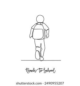 One continuous line drawing of Back to school design vector illustration. Students activity after holiday in design illustration simple linear style vector concept. Suitable for your design asset.