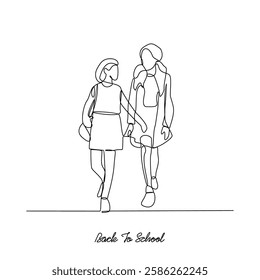 One continuous line drawing of Back to school vector illustration. Students activity after holiday in design illustration simple linear style vector concept. Suitable for education design asset.