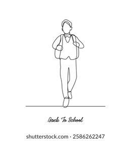 One continuous line drawing of Back to school vector illustration. Students activity after holiday in design illustration simple linear style vector concept. Suitable for education design asset.