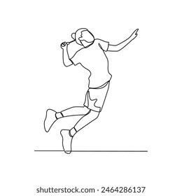 One continuous line drawing of Badminton sports vector illustration. Badminton sports design in simple linear continuous style vector concept. Sports themes design for your asset design illustration.