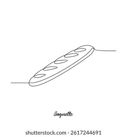 One continuous line drawing of Baguette food vector design illustration. Traditional food in simple linear style vector design concept. European foods for your asset design and educational purpose.