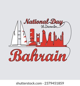 One continuous line drawing of Bahrain National Day Vector Illustration on December 16th. Bahrain National Day design in simple linear style. Suitable for greeting card, poster and banner