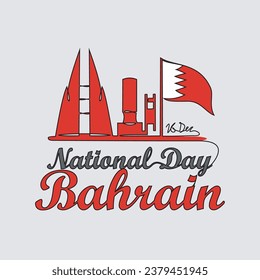 One continuous line drawing of Bahrain National Day Vector Illustration on December 16th. Bahrain National Day design in simple linear style. Suitable for greeting card, poster and banner