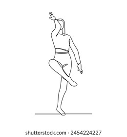 One continuous line drawing of Ballerina vector illustration. Ballet dance is a form of classical dance that originated in Renaissance Italy. Ballerina concept design in simple continuous line style.