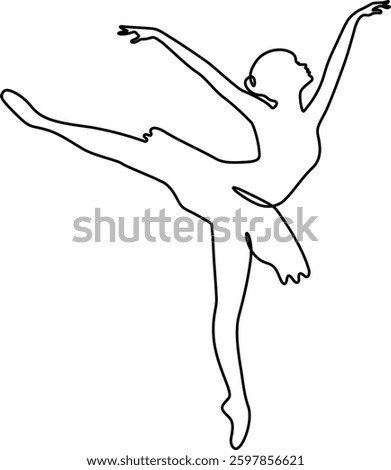 One continuous line drawing ballet dancer. Woman dancing Ballerina pose. 